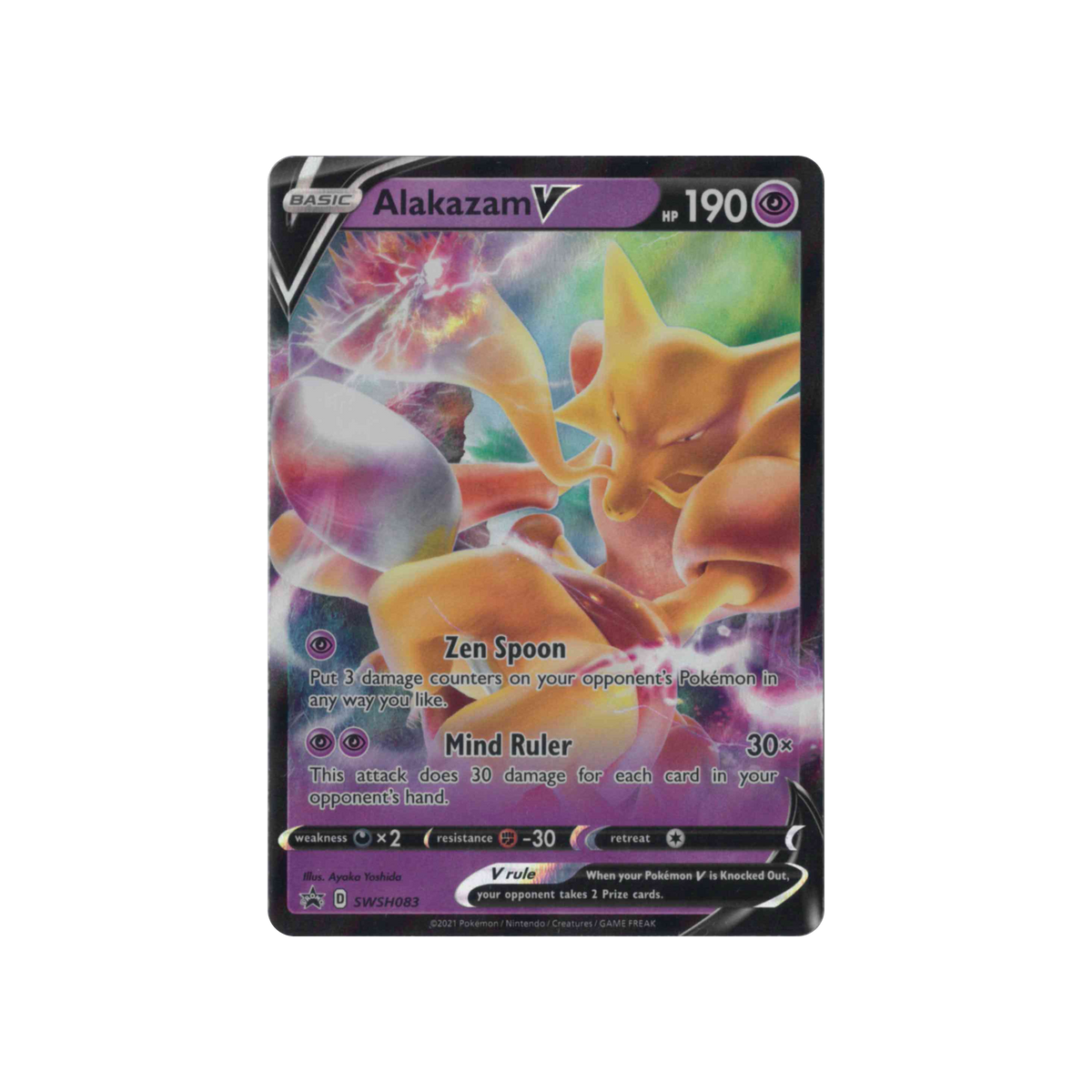 2021 Pokémon Sword & Shield Black Star Promos | Alakazam V #SWSH083 | Promo Holo