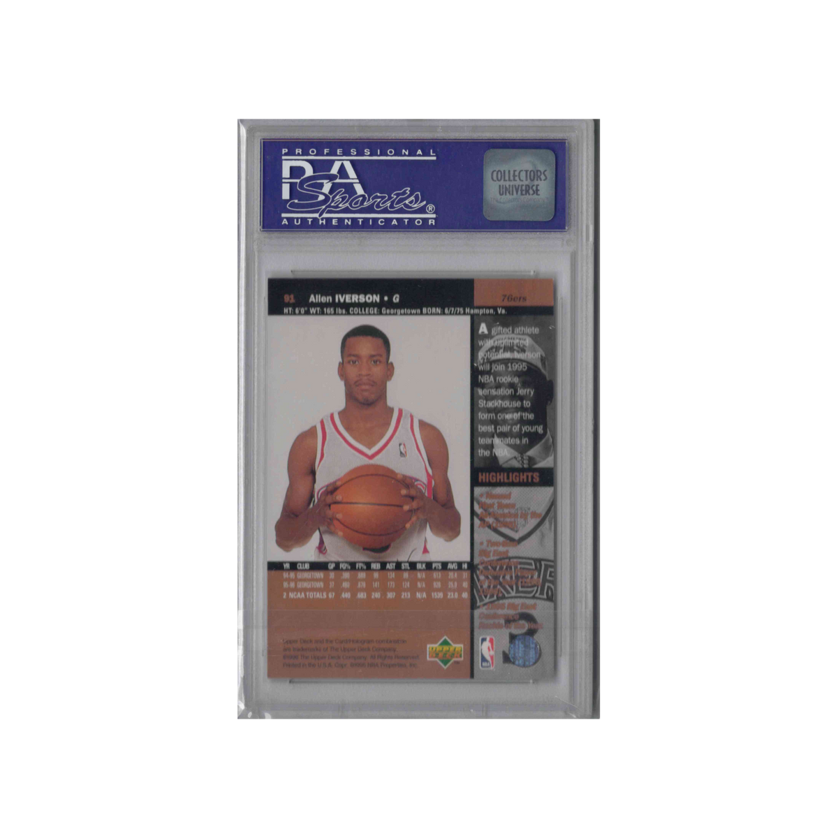 1996-1997 Upper Deck | Allen Iverson #91 | Rookie PSA 8