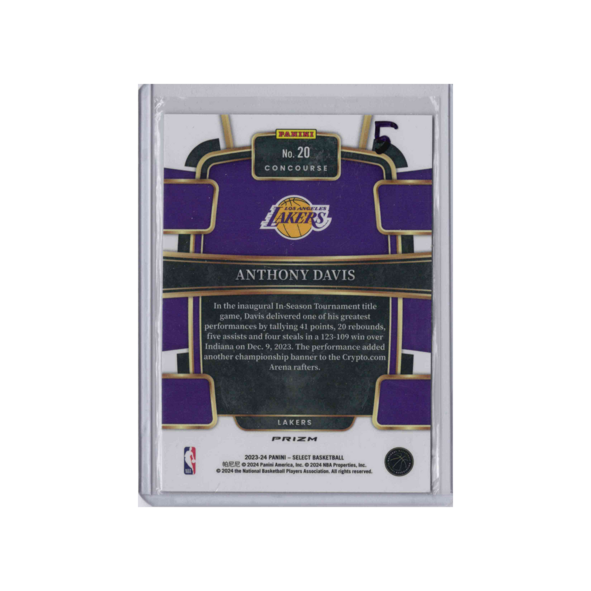 2023-2024 Panini Select Concourse | Anthony Davis #20 | Blue Prizm