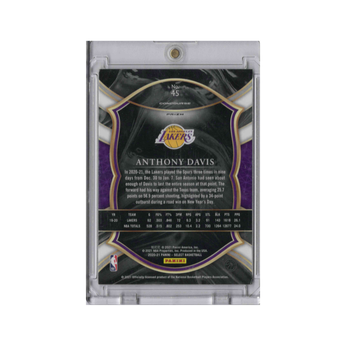 2020-2021 Select Concourse | Anthony Davis #45 | Green White Purple Prizm