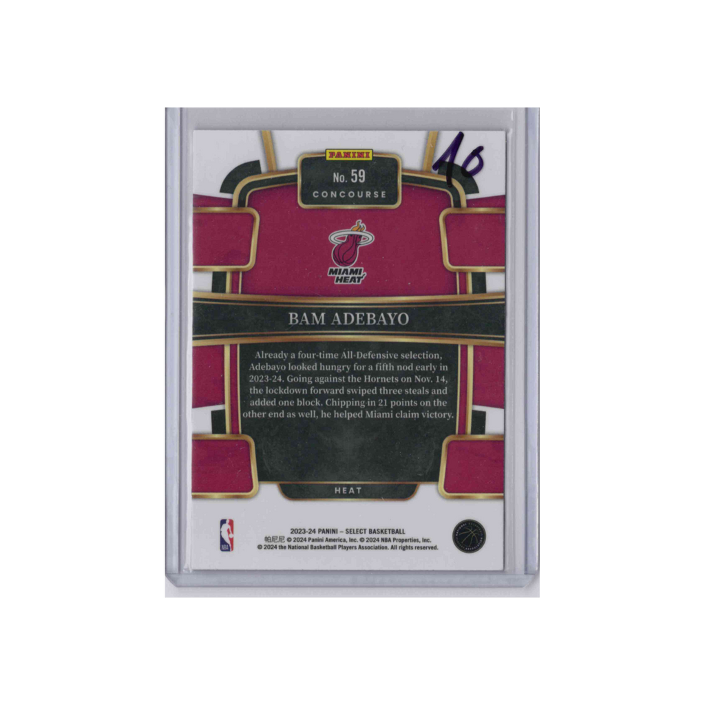 2023-2024 Panini Select Concourse | Bam Adebayo #59 | Blue Prizm