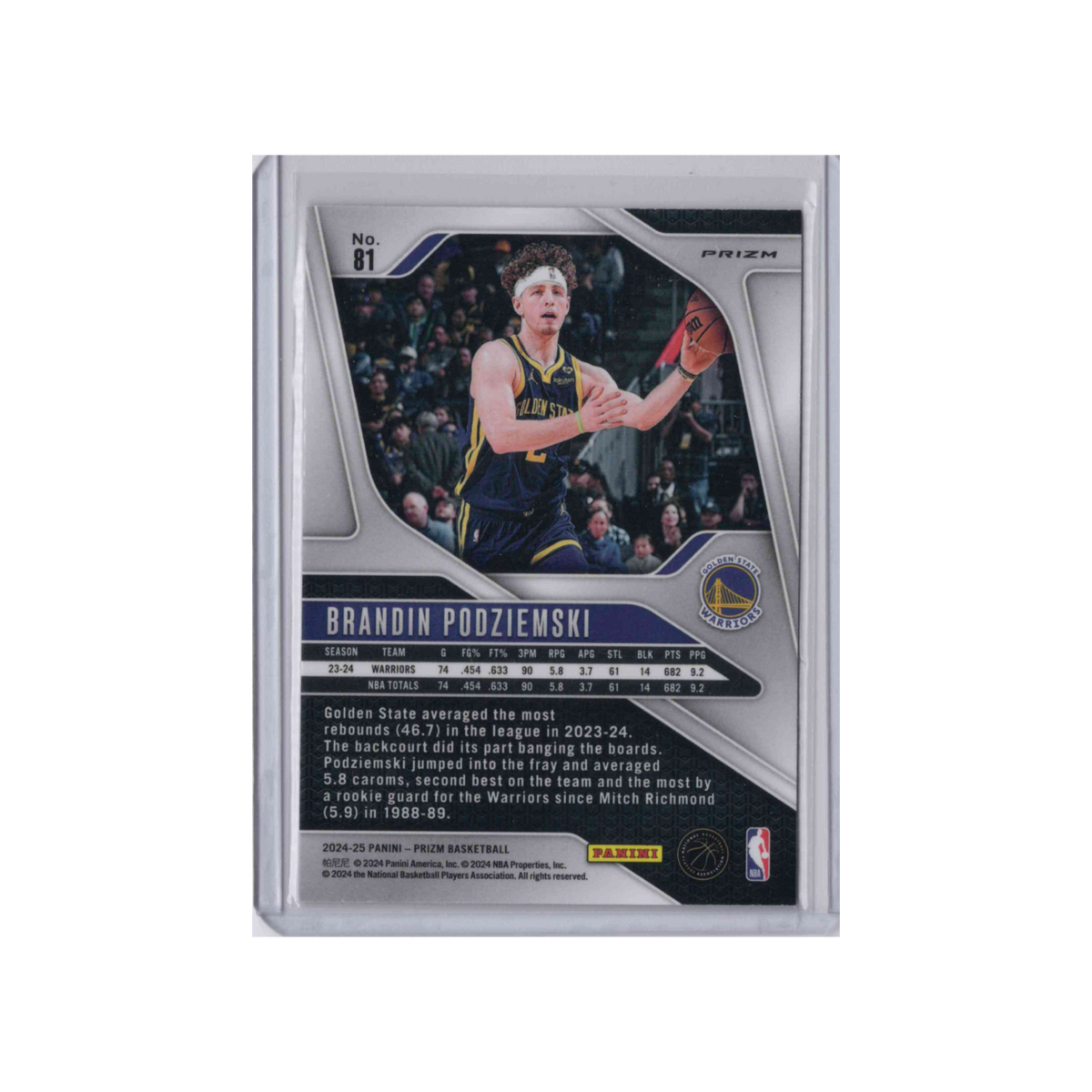 2024-2025 Panini Prizm | Brandin Podziemski #81 | Pink Cracked Ice Prizm