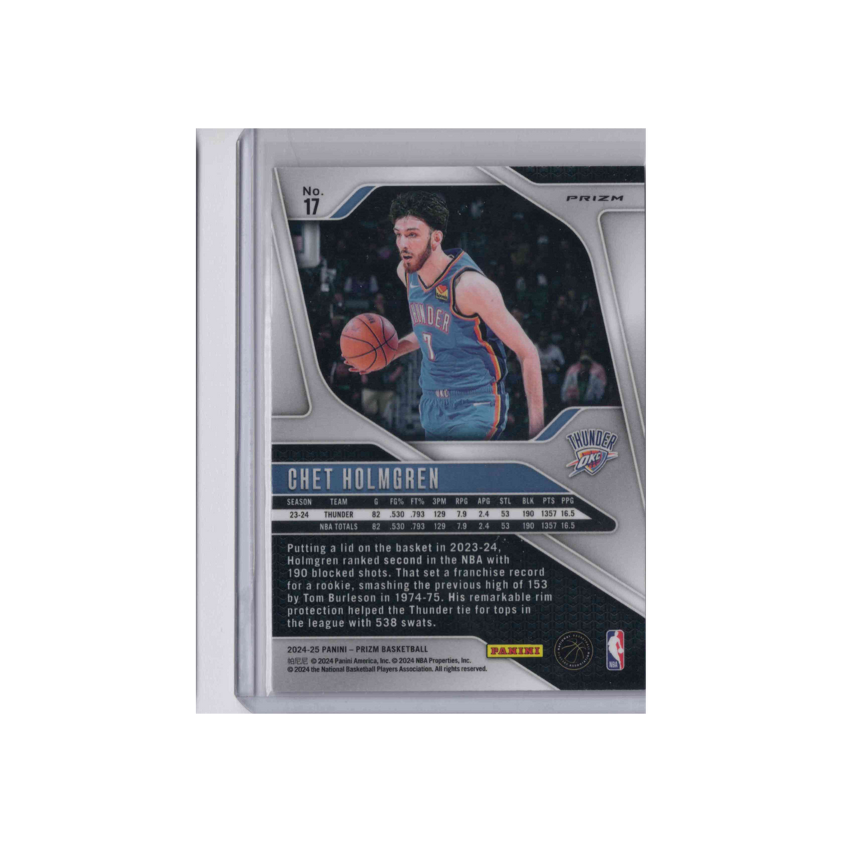 2024-2025 Panini Prizm | Chet Holmgren #17 | Pink Ice Prizm