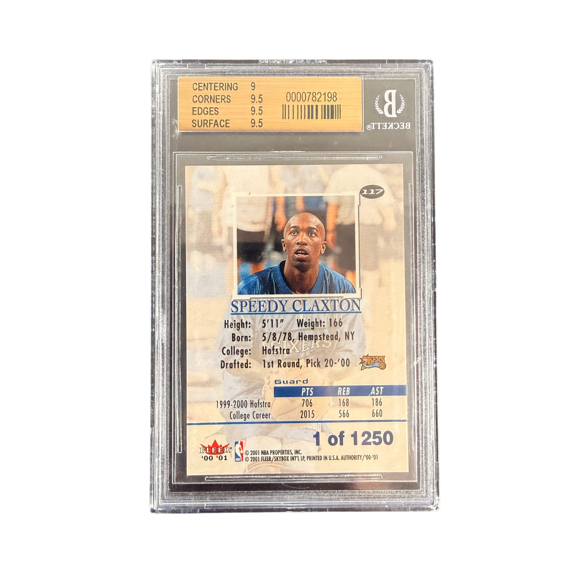 2000-2001 Fleer Authority Rookie | Craig Speedy Claxton #117 | 1 of 1250 | BGS 9.5