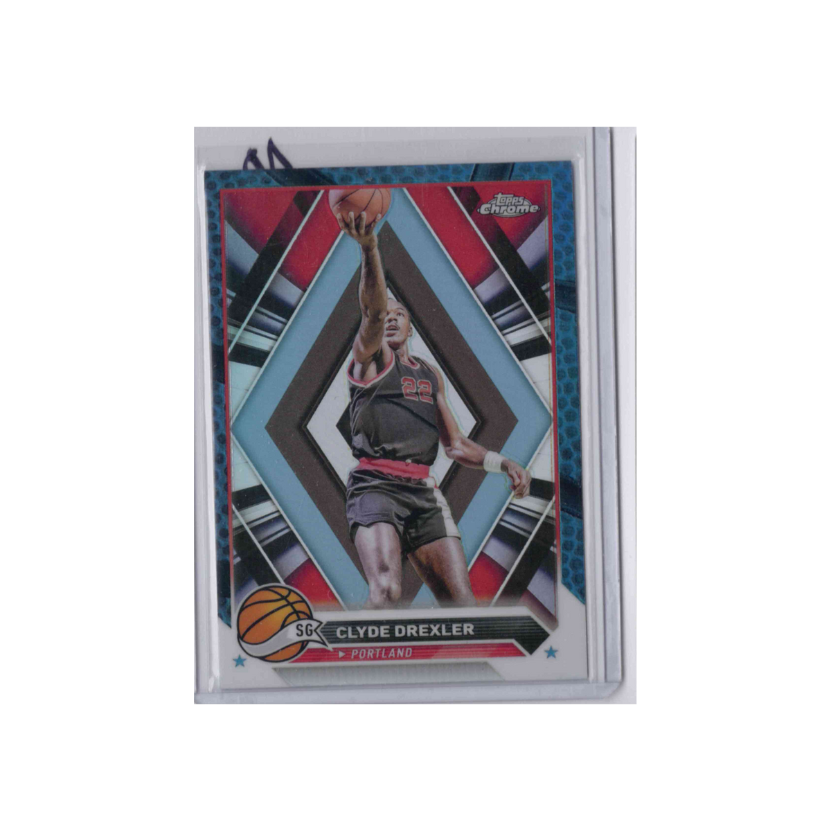 2023-2024 Topps Chrome | Clyde Drexler #72 | Blue Basketball Refractor