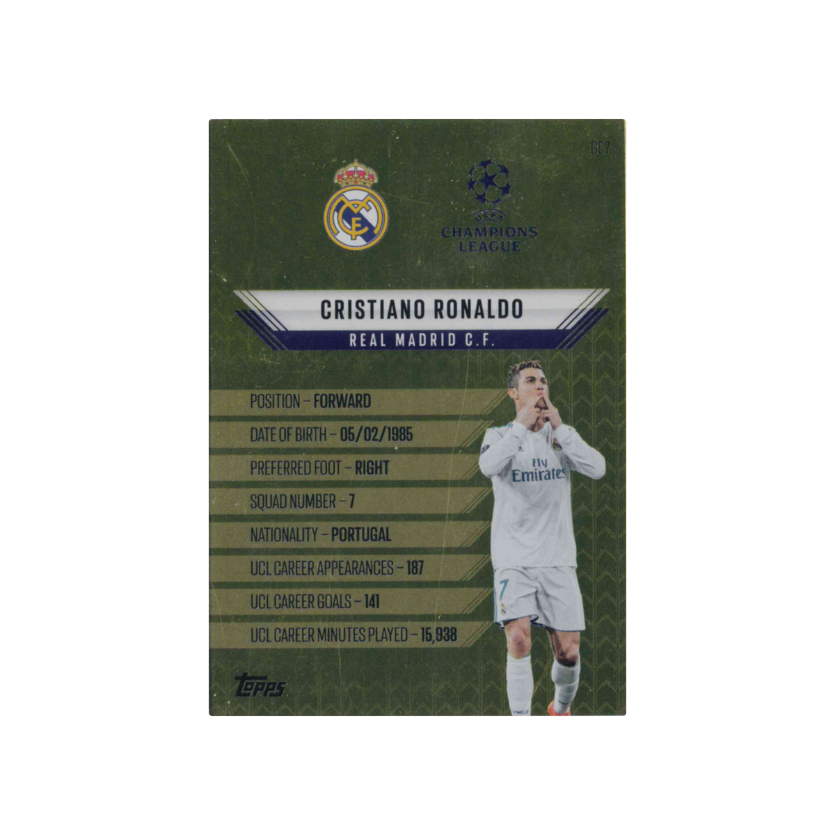 2024-2025 Topps Match Attax UCC | Cristiano Ronaldo #GE7 | Gold Edge Edition
