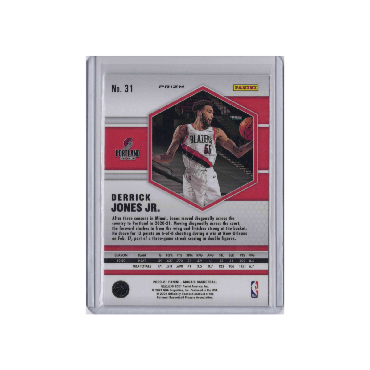 2020-2021 Panini Mosaic | Derrick Jones Jr. #31 | Green Mosaic Prizm