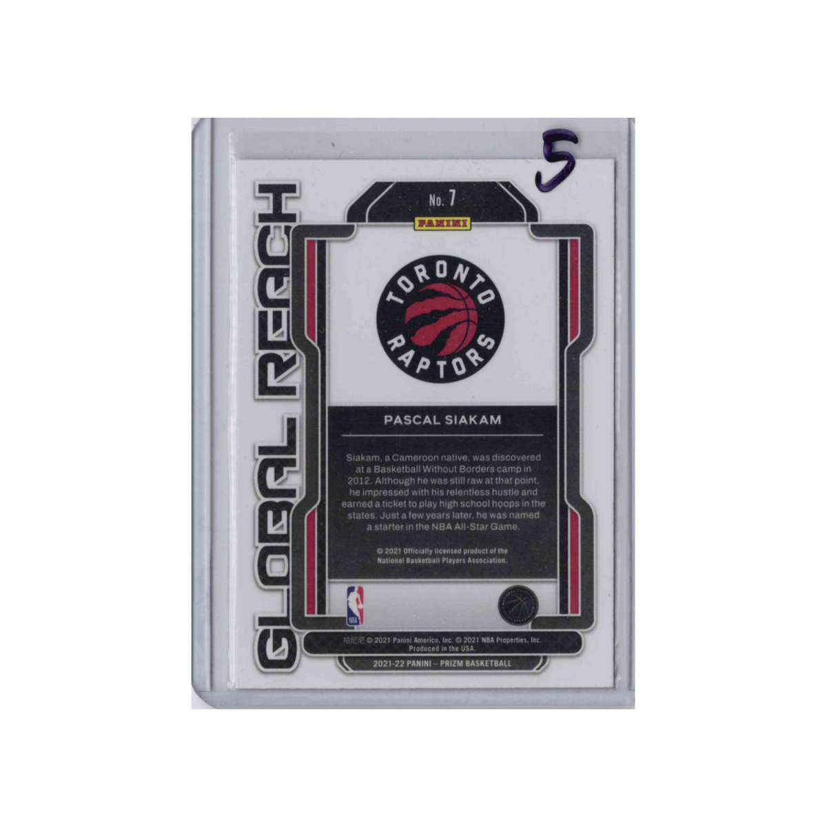 2021-2022 Panini Prizm | Pascal Siakam #7  | Global Reach