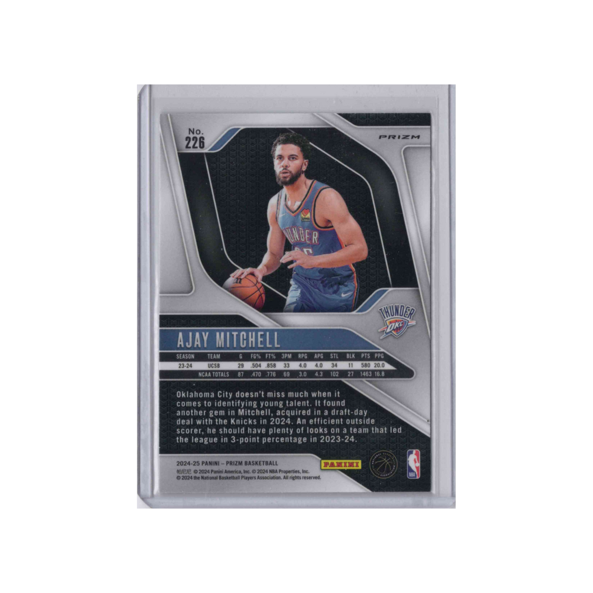 2024-2025 Panini Prizm | Ajay Mitchell #226 (RC)  | Silver Prizm