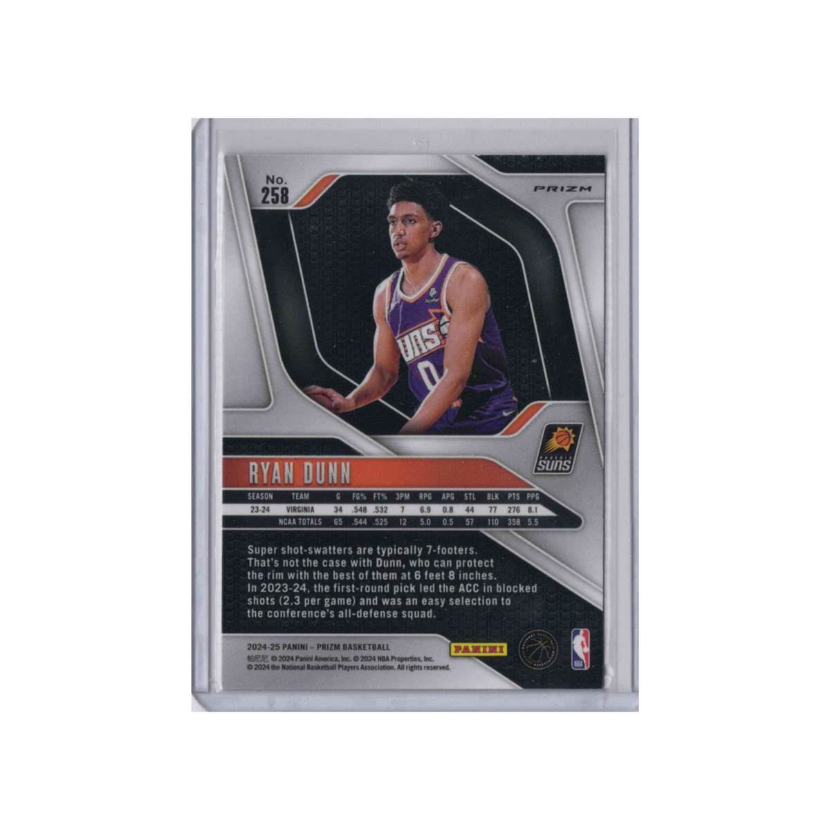 2024-2025 Panini Prizm | Ryan Dunn (RC)  | Silver Prizm