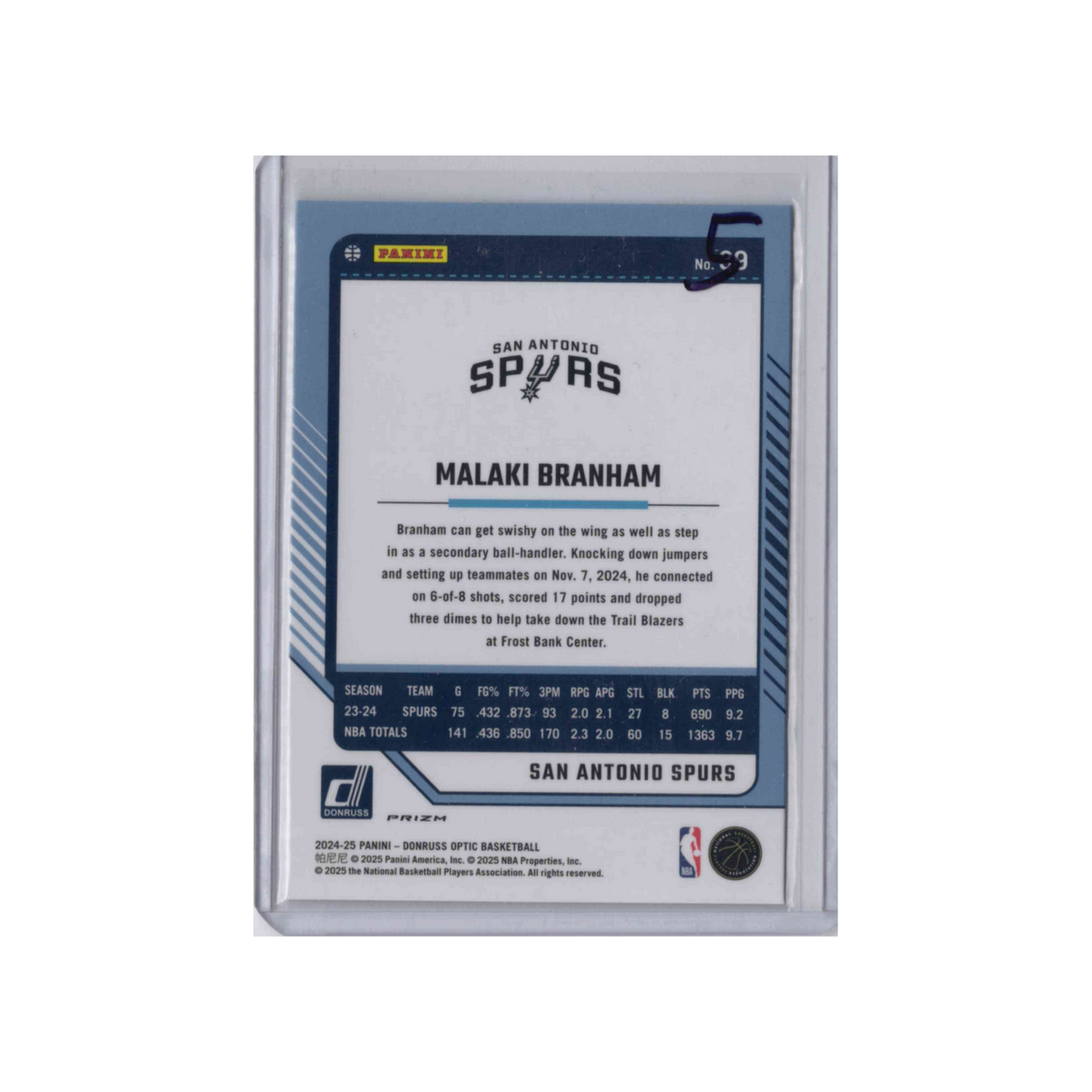 2024-2025 Donruss Optic | Malaki Branham #39  | Holo