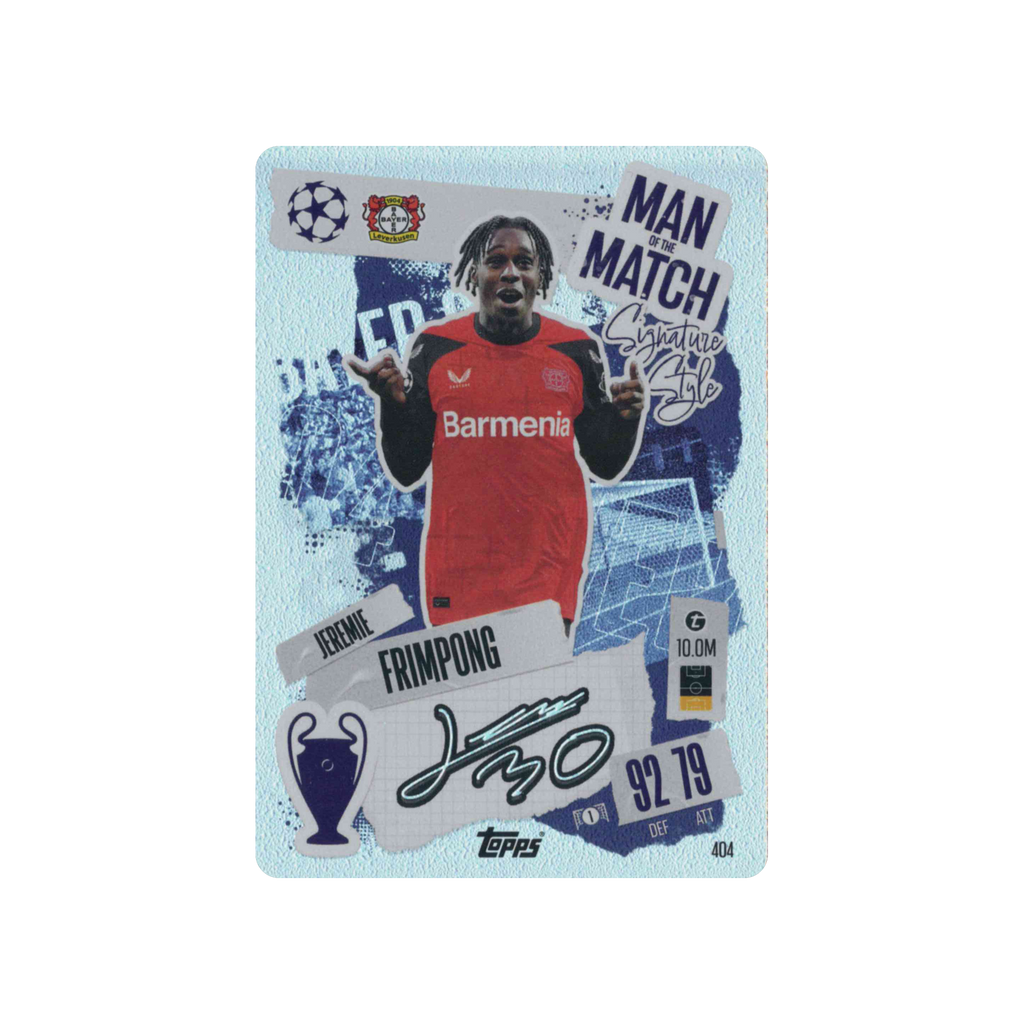 2024-2025 Topps Match Attax UCC Man of the Match | Jeremie Frimpong #404 | Signature Style