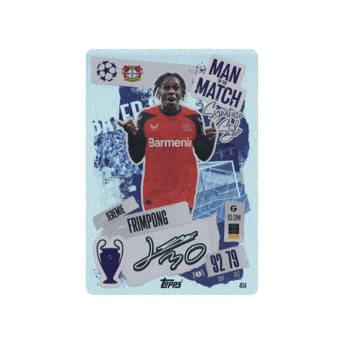 2024-2025 Topps Match Attax UCC Man of the Match | Jeremie Frimpong #404 | Signature Style