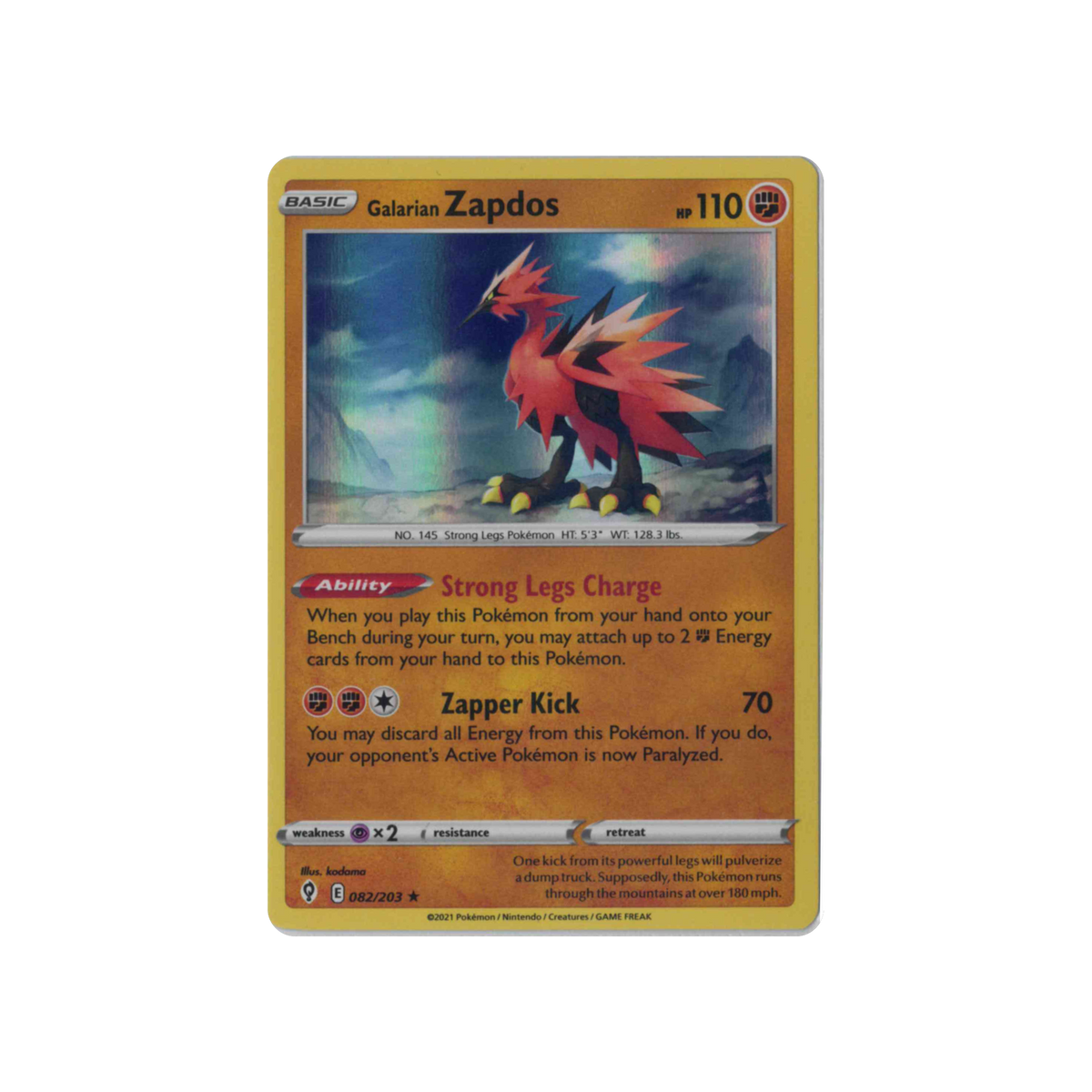 Galarian Zapdos | Evolving Skies #082/203