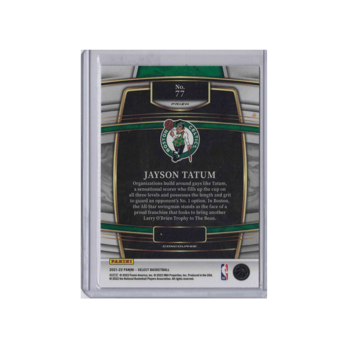 2021-2022 Panini Select | Jayson Tatum #77 | Concourse Blue Prizm