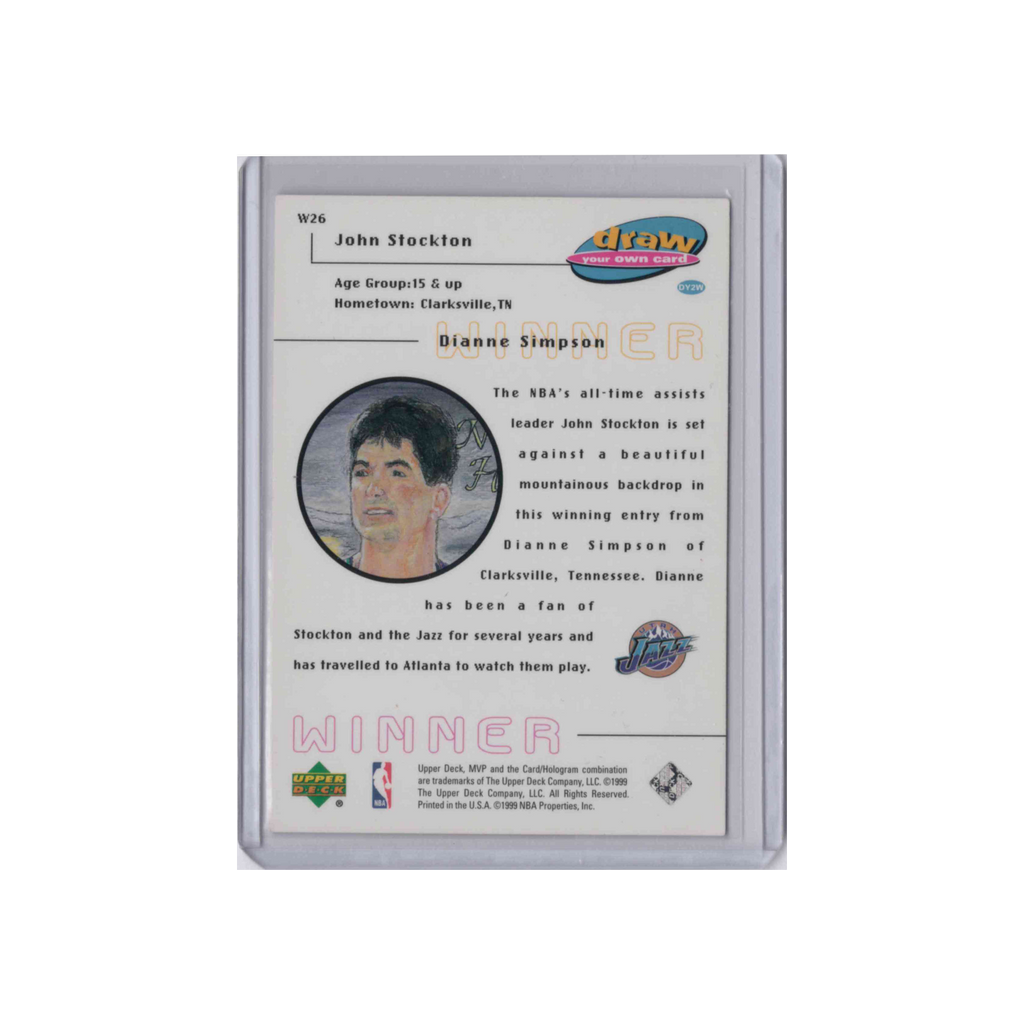 1998-1999 Upper Deck MVP Draw Your Own Card | John Stockton #W26 | Winner
