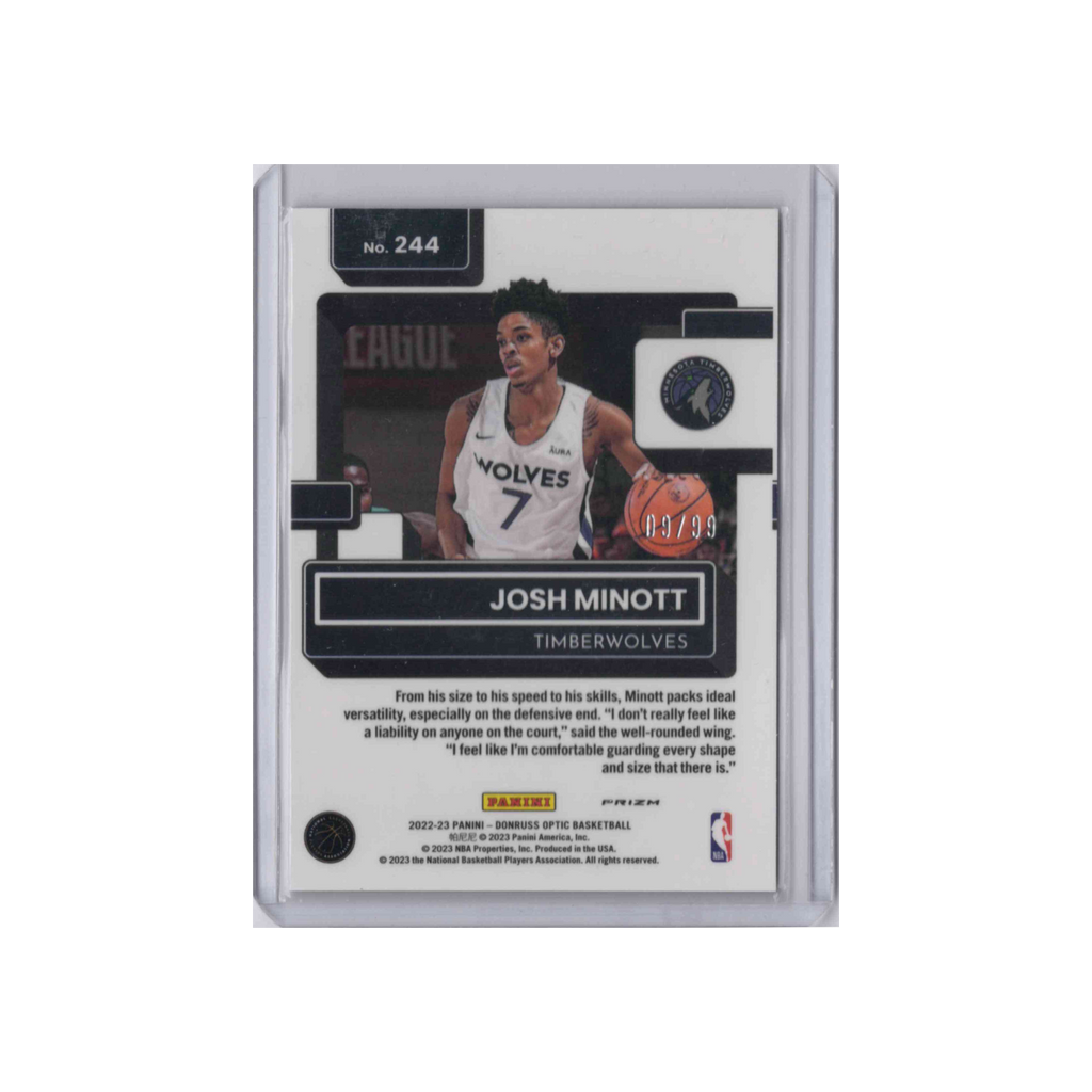 2022-2023 Donruss Optic Rated Rookie | Josh Minott #244 | Copper Glitter /99