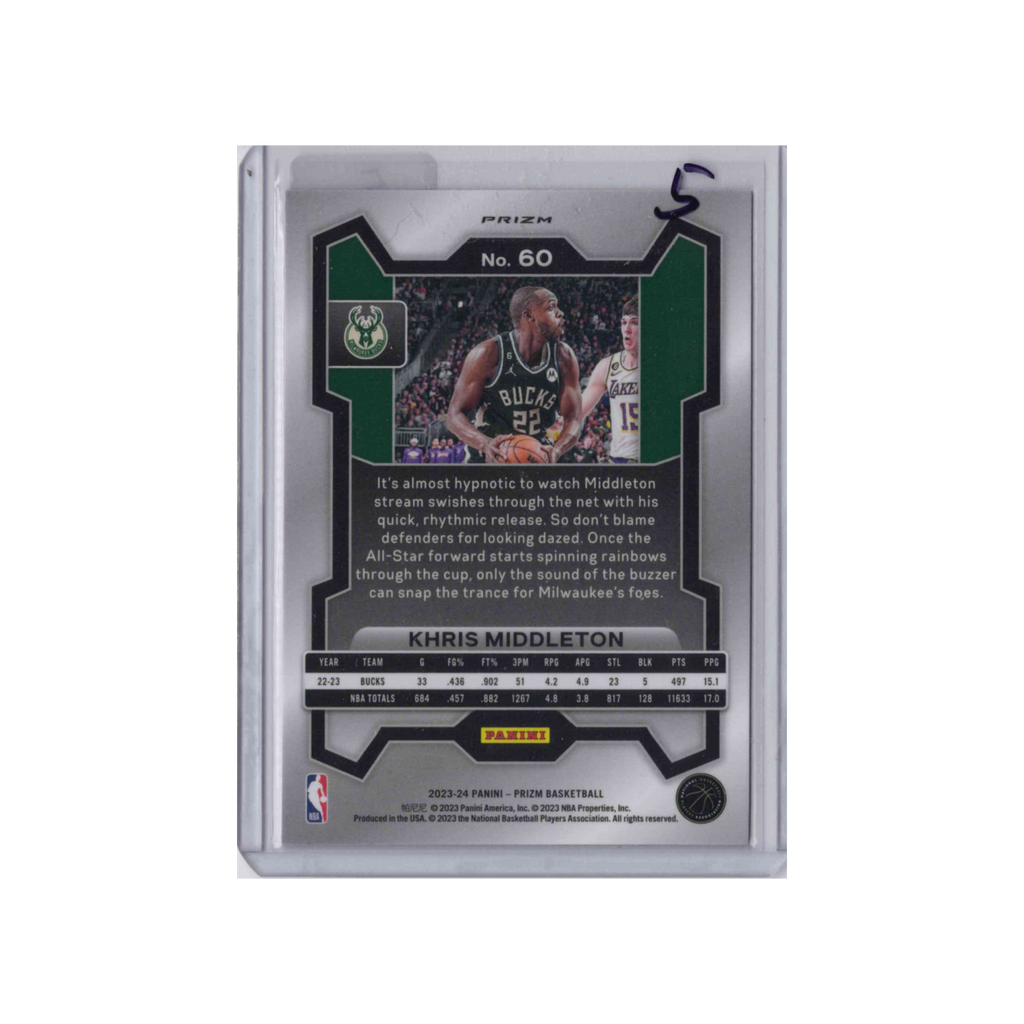 2023-2024 Panini Prizm | Khris Middleton #60 | Pink Cracked Ice Prizm