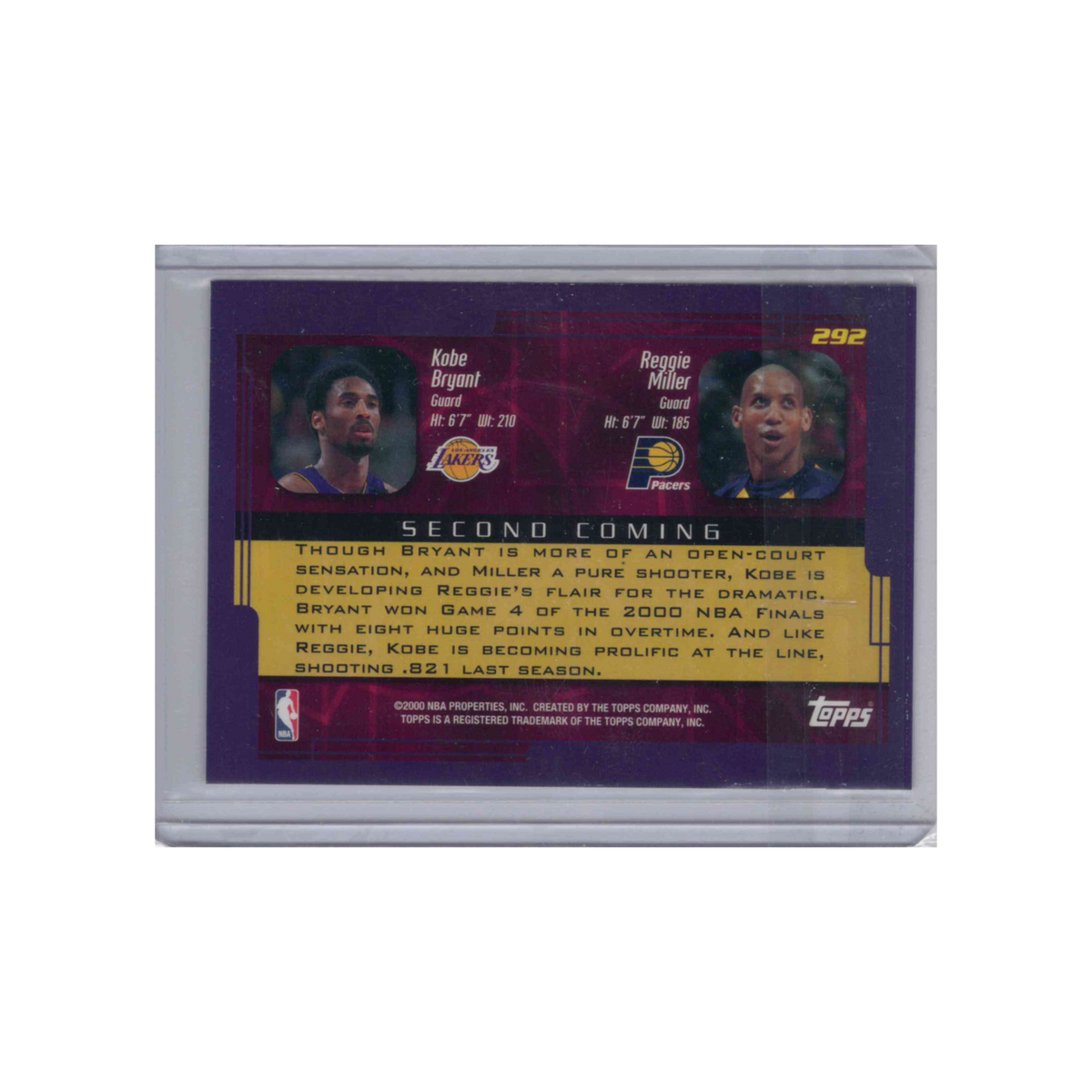 2000-2001 Topps Second Coming | Kobe Bryant & Reggie Miller #292 | Base
