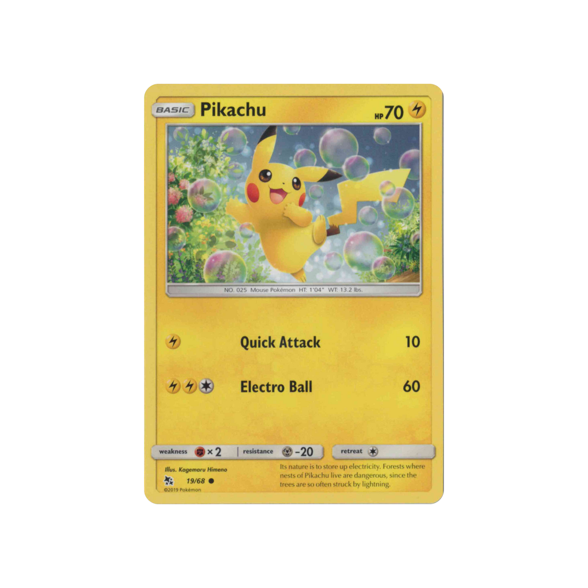 2019 Pokémon Hidden Fates | Pikachu #19/68 | Non-Holo