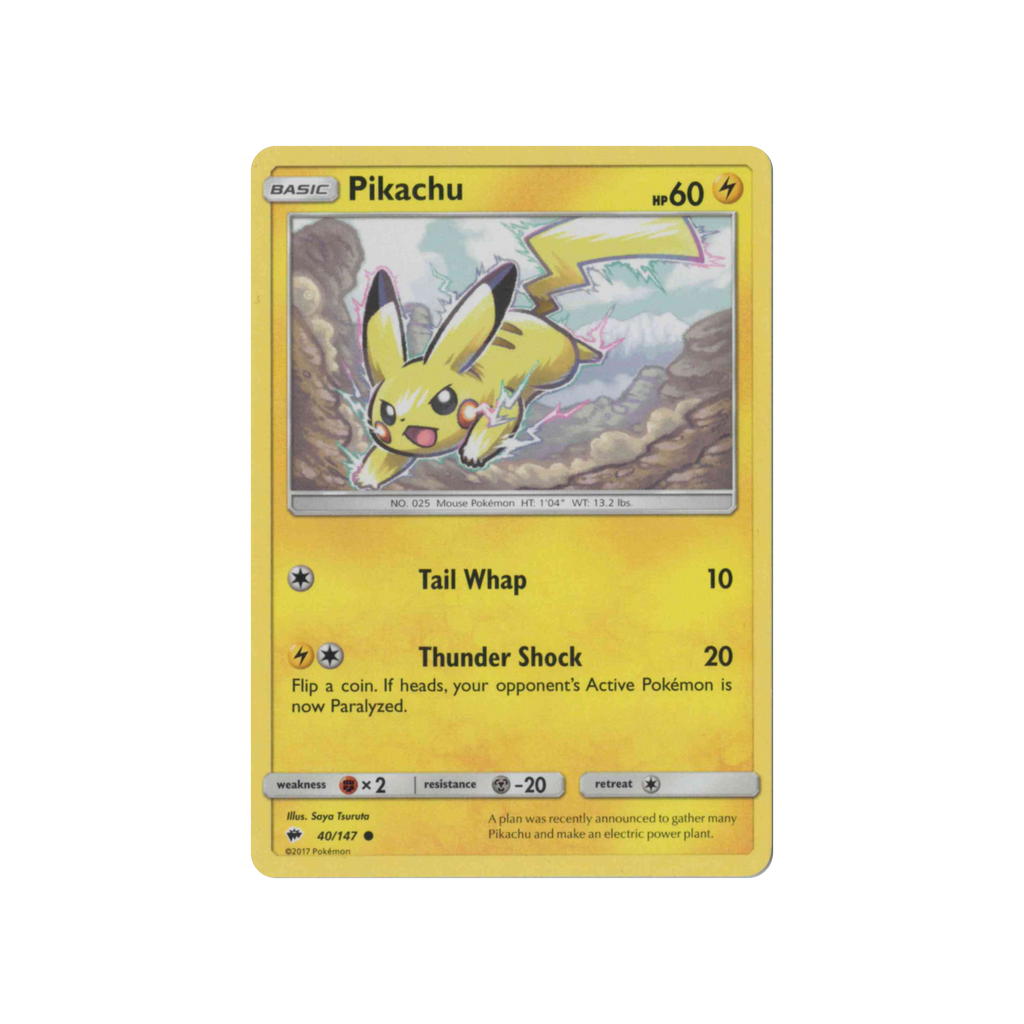 2017 Pokémon Burning Shadows | Pikachu #40/147 | Non-Holo
