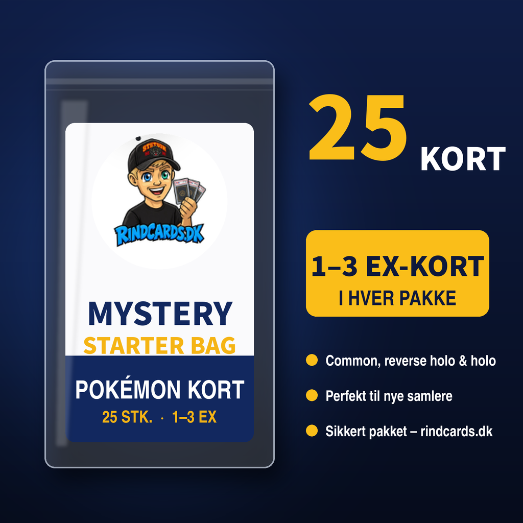 Pokémon Mystery Starter Bag | 25 kort | 1–3 EX-kort pr. pose