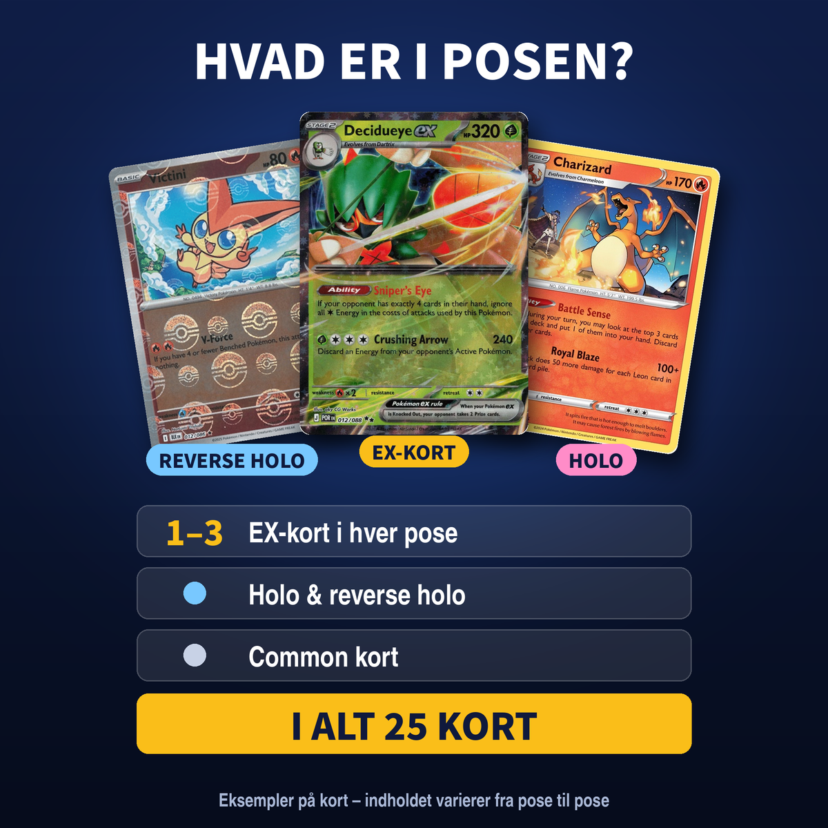 Pokémon Mystery Starter Bag | 25 kort | 1–3 EX-kort pr. pose