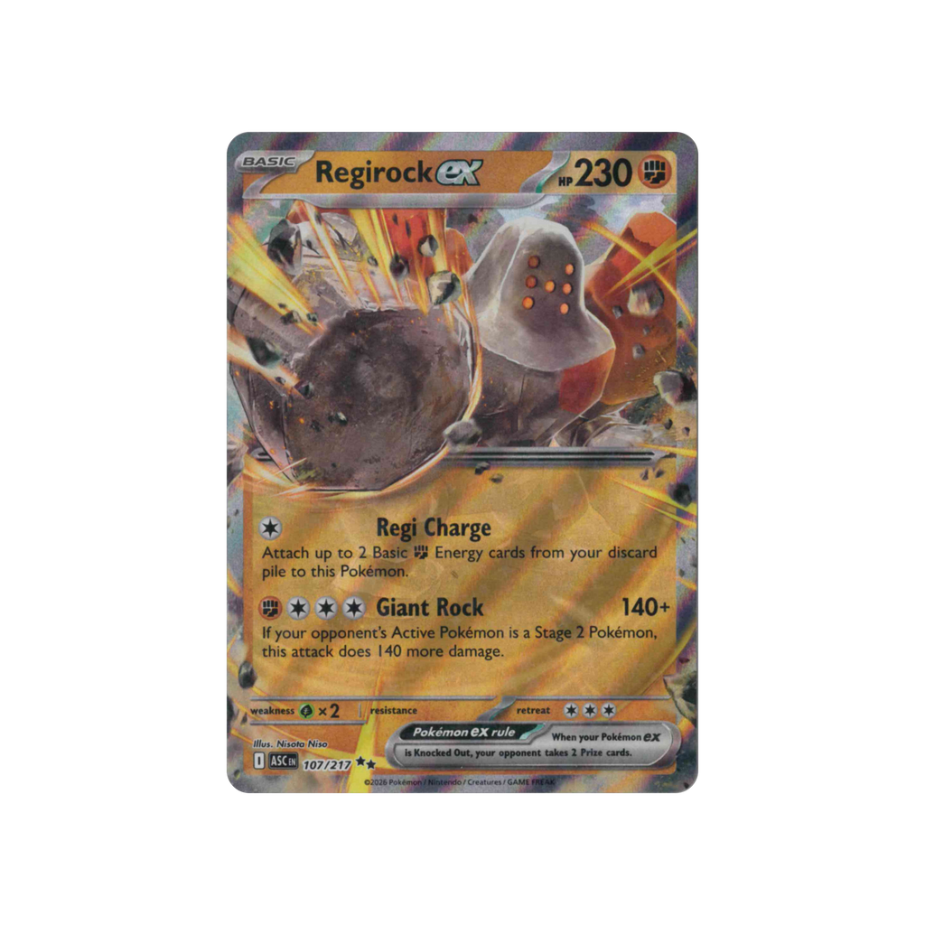 2026 Pokémon Ascended Heroes | Regirock ex #107/217 | Holo (Double Rare)