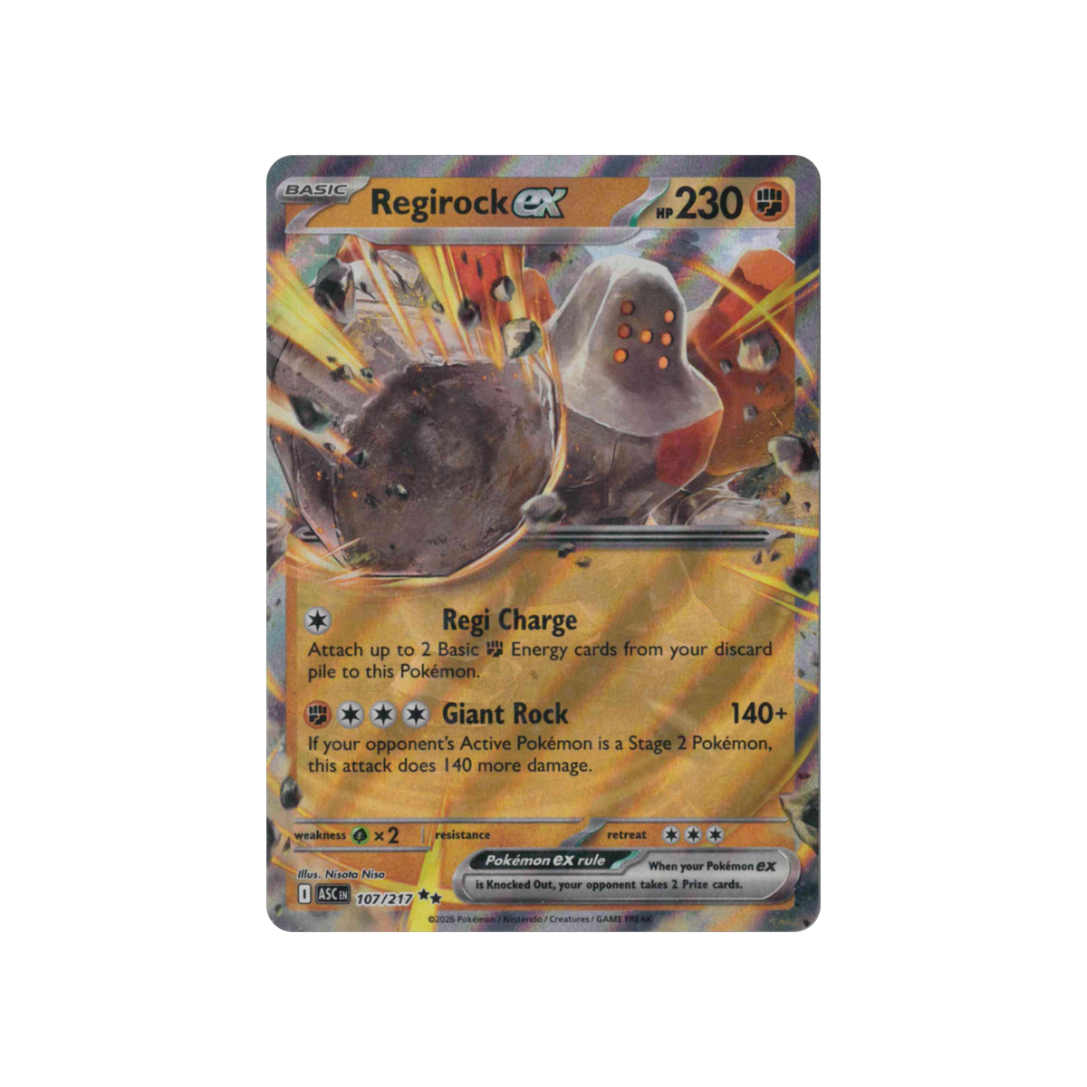 2026 Pokémon Ascended Heroes | Regirock ex #107/217 | Holo (Double Rare)