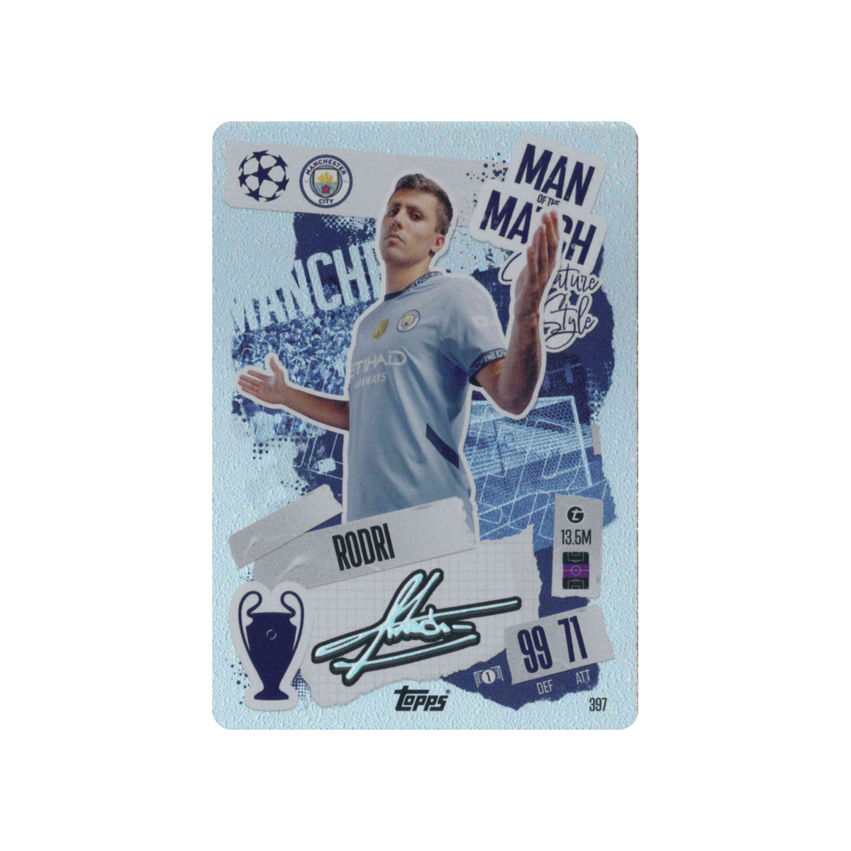 2024-2025 Topps Match Attax UCC Man of the Match | Rodri #397 | Signature Style