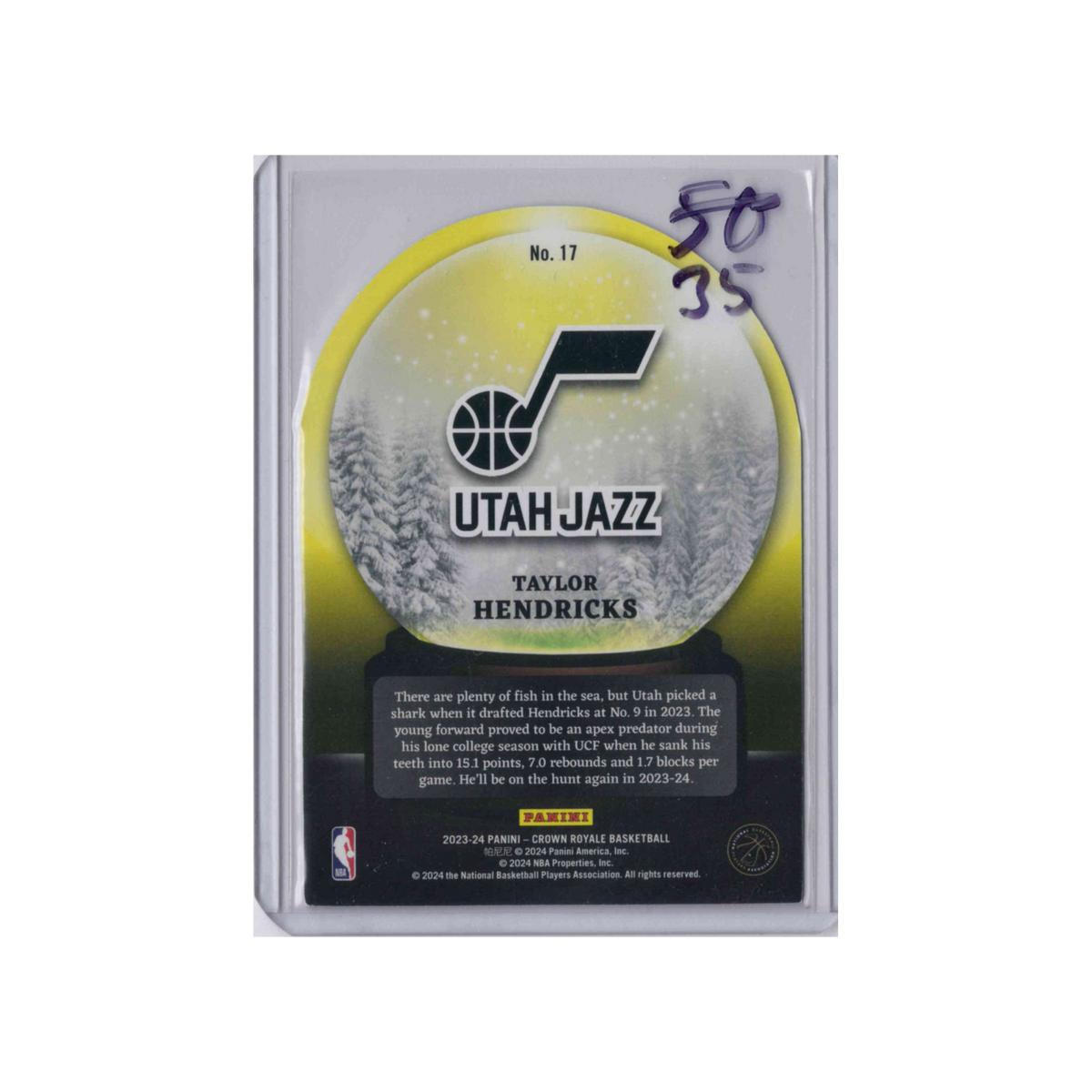 2023-2024 Panini Crown Royale | Taylor Hendricks /99 | Sno Globe