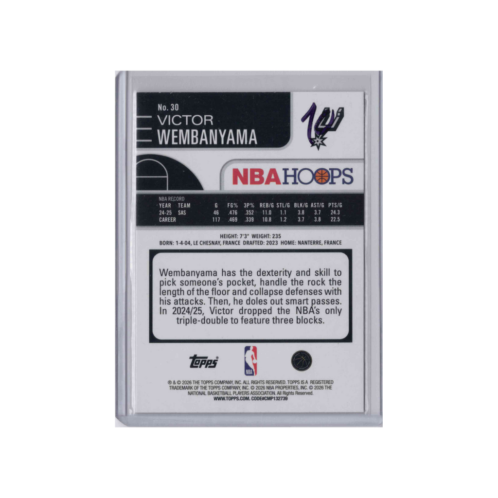 2025-2026 Topps NBA Hoops | Victor Wembanyama #30 | Base